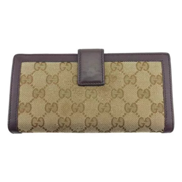 GUCCI Long Wallet GG Canvas Beige Canvas x Leather Authentic Used - Picture 2 of 10